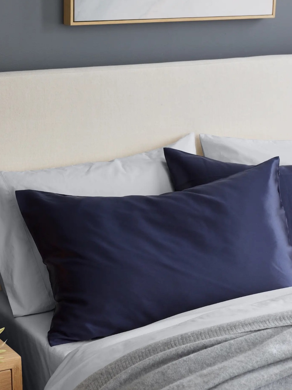 Quince 100% Mulberry Silk Standard Pillowcase Navy Blue